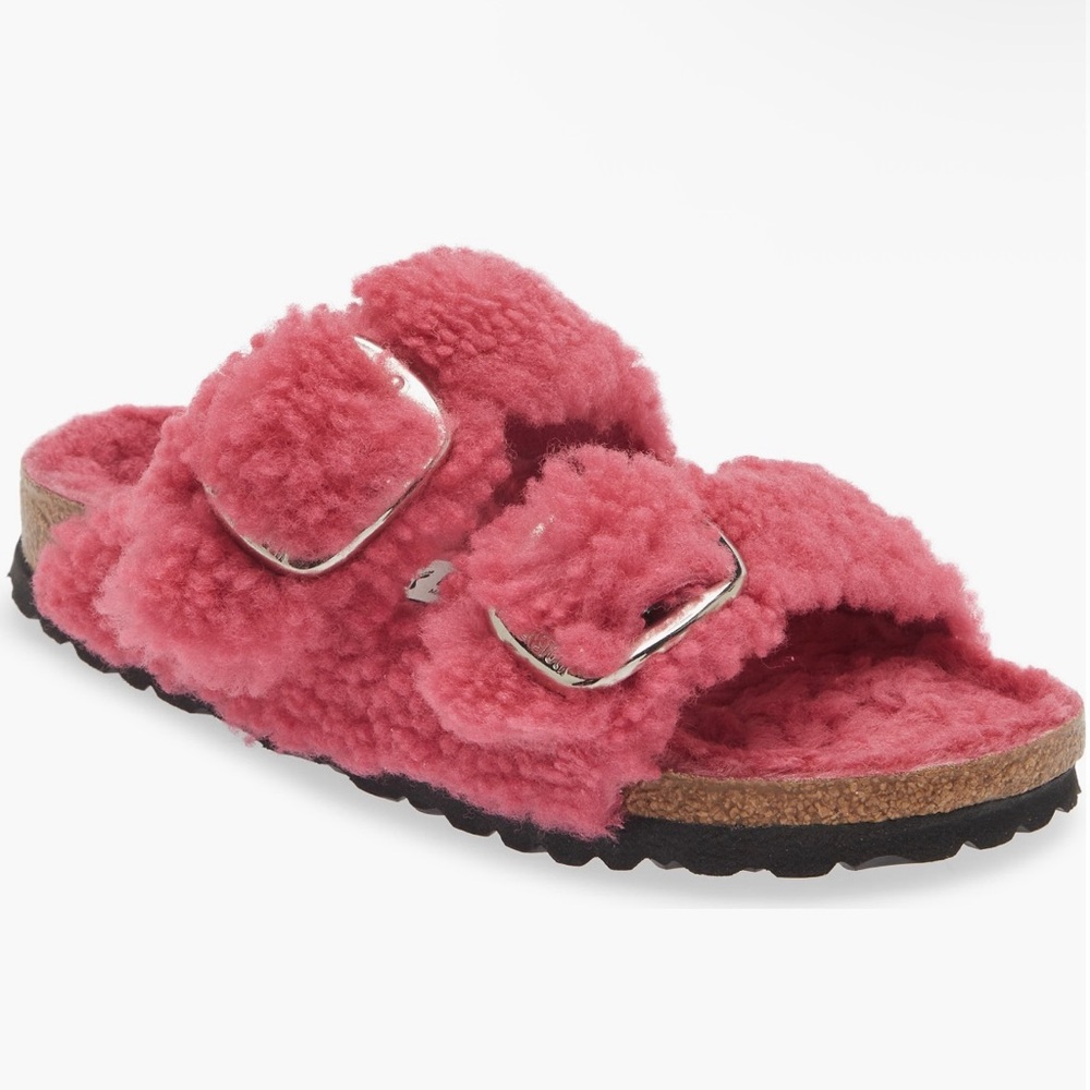 Birkenstock Pink Fuzzy Slippers